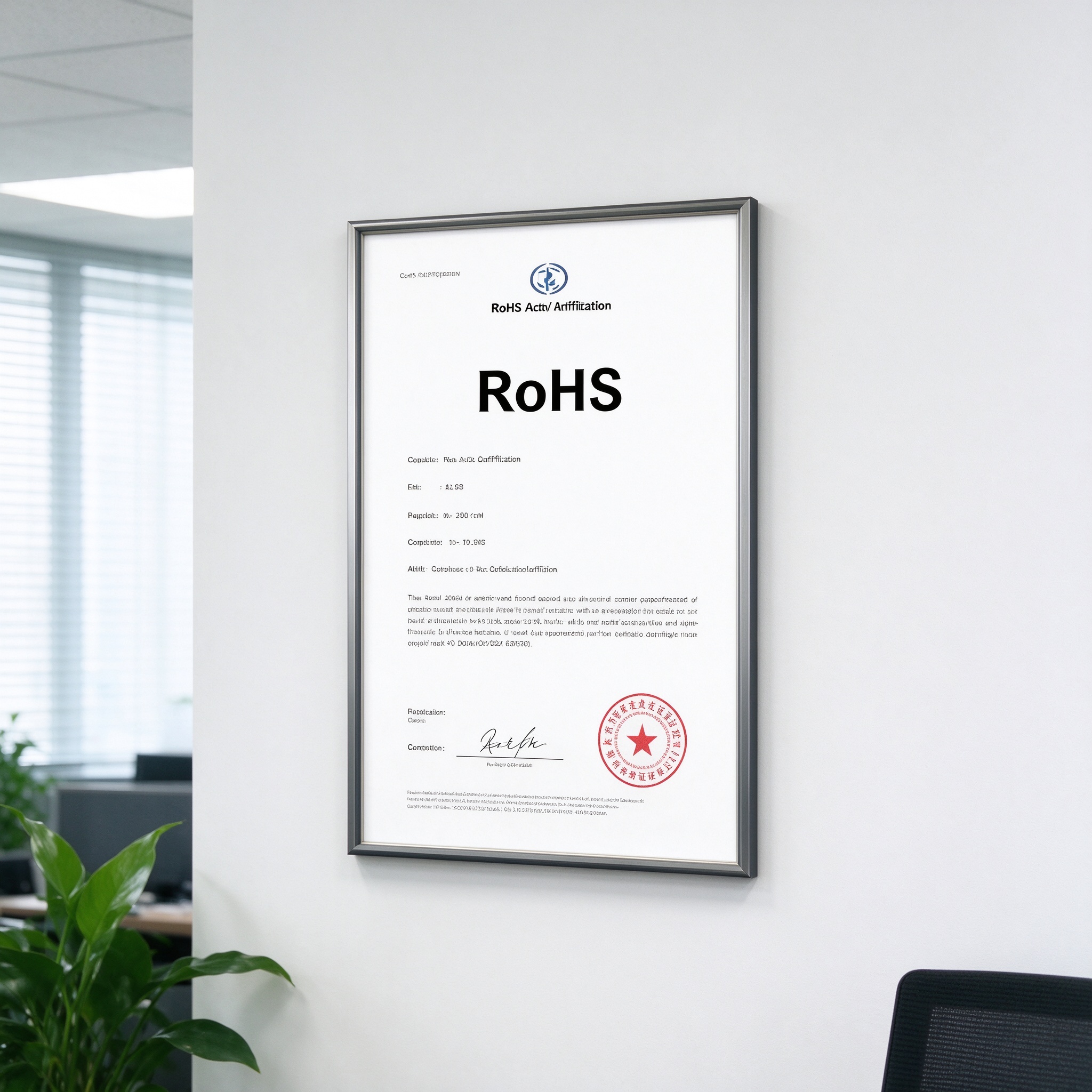 RoHS compliance certificate