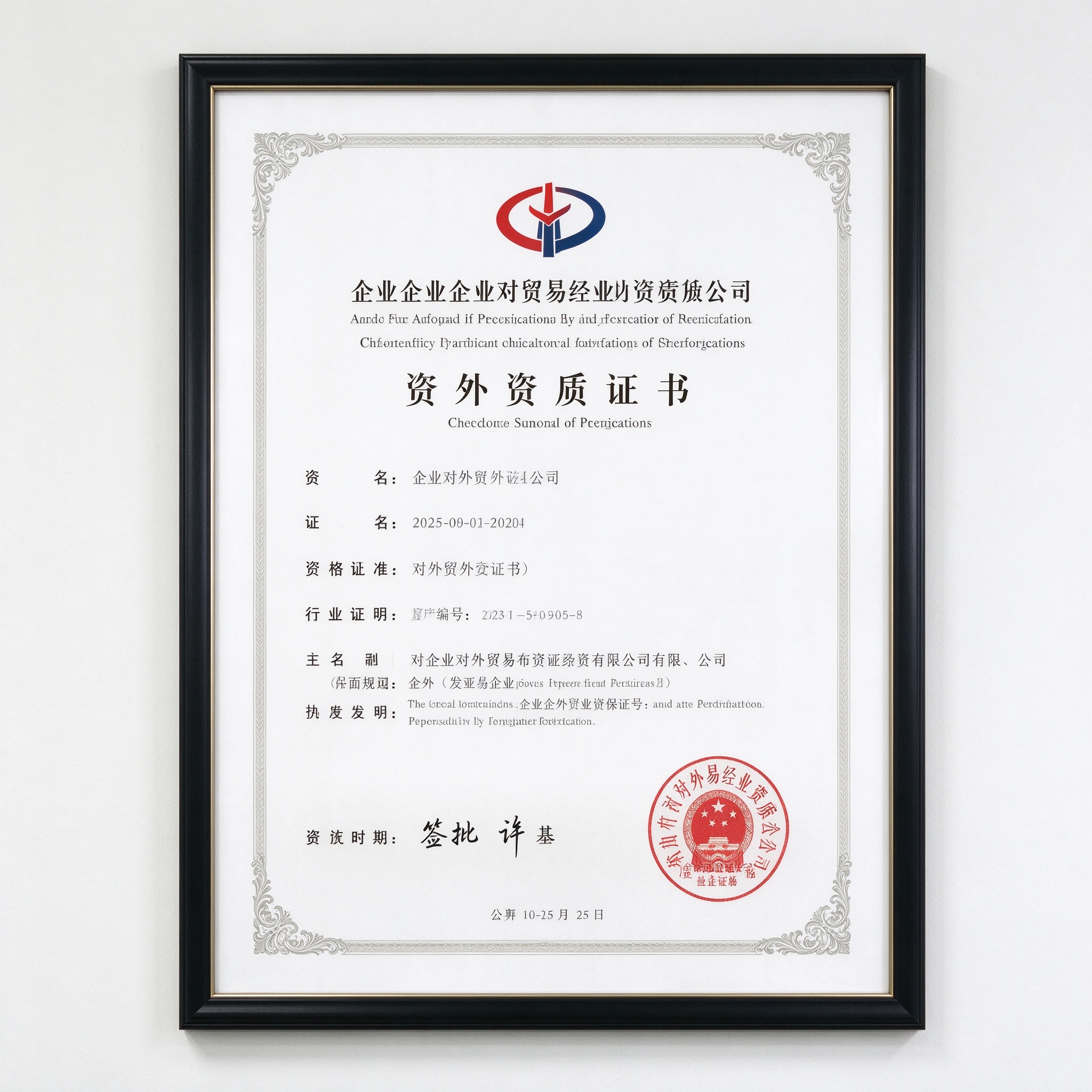 Export license certificate