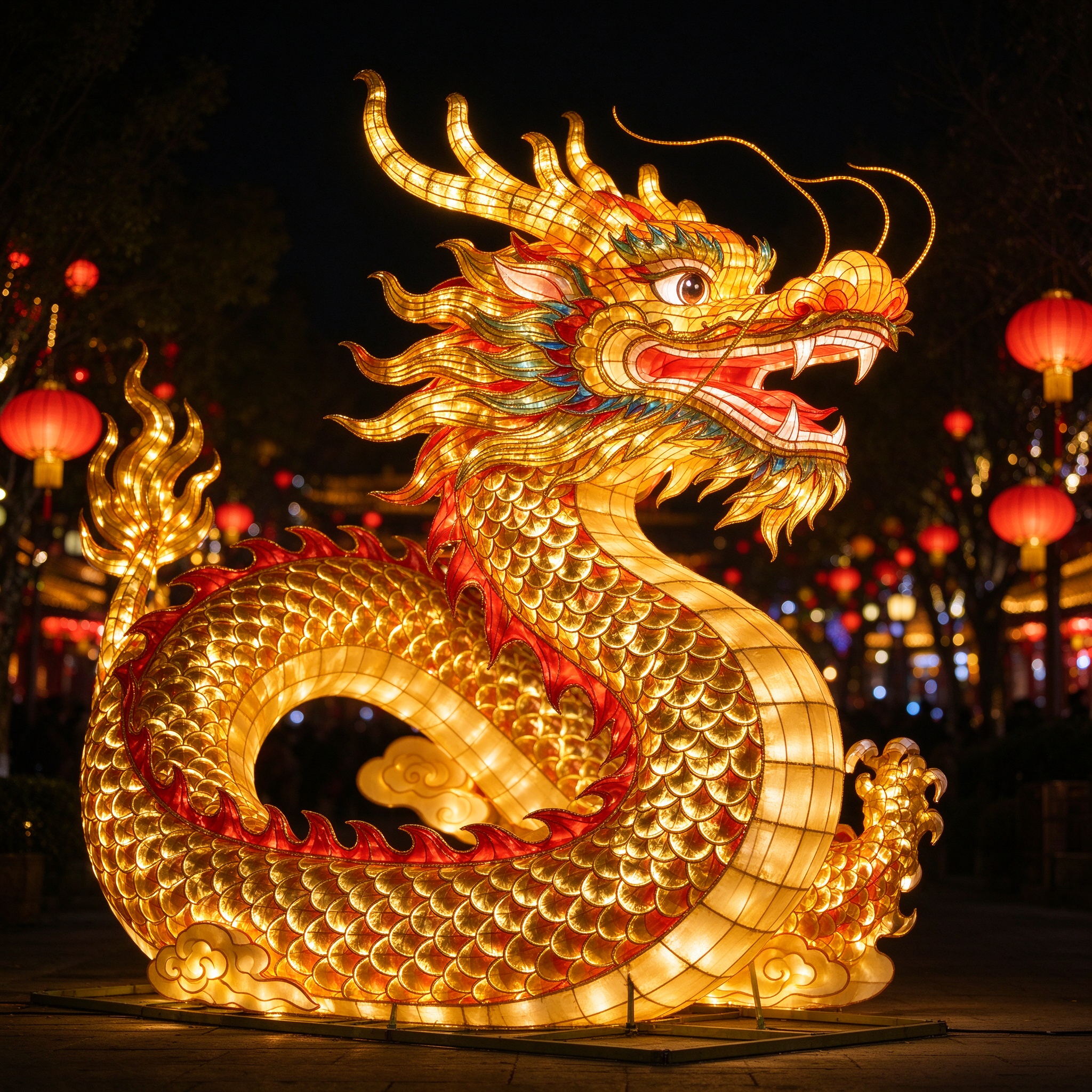 Golden Chinese Dragon Lantern — Dragon Lanterns