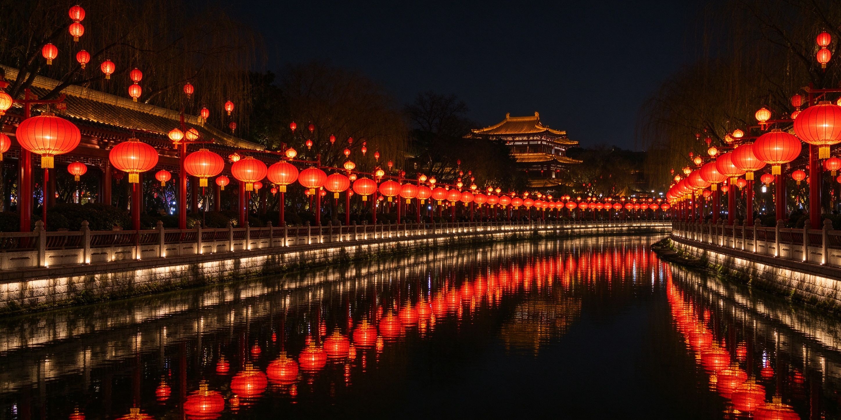 Traditional chinese lantern display at a cultural festival